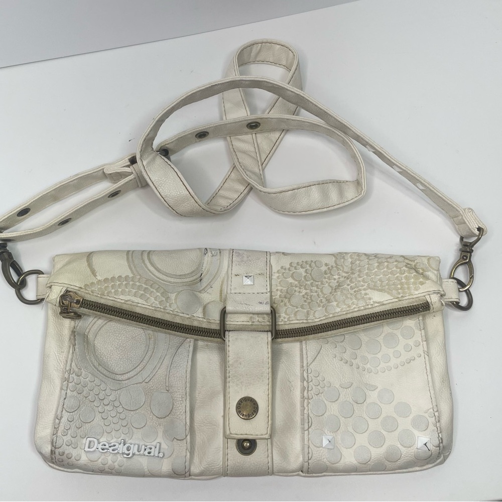 Desigual Bandolera White Shoulder Leather Travel Bag
